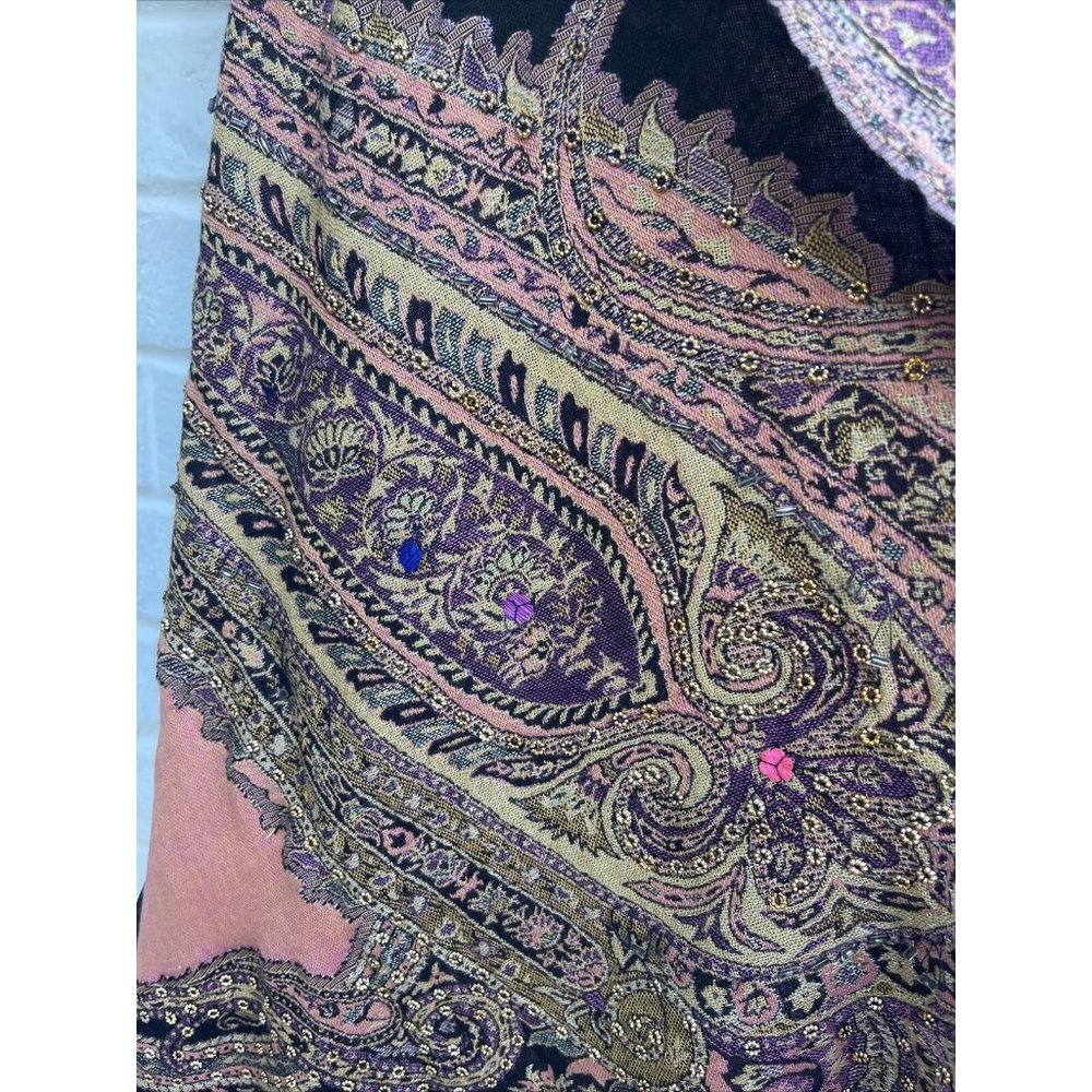 Boho Style Scarf Wrap Multicolored With Fringe An… - image 6